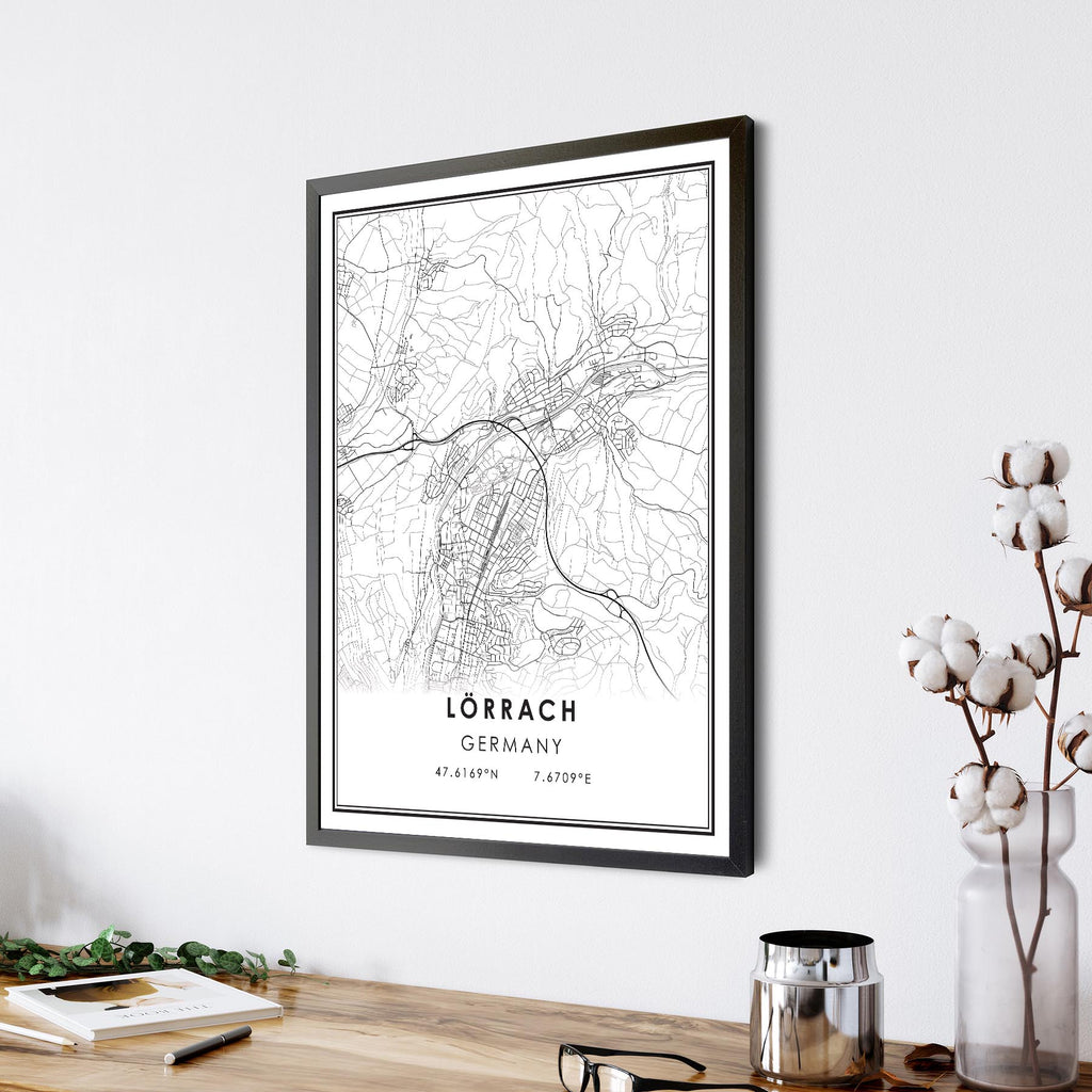 Lorrach, Germany Modern Style Map Print 