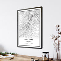 Stuttgart, Germany Modern Style Map Print 