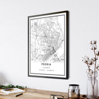 Peoria, Illinois Modern Map Print 