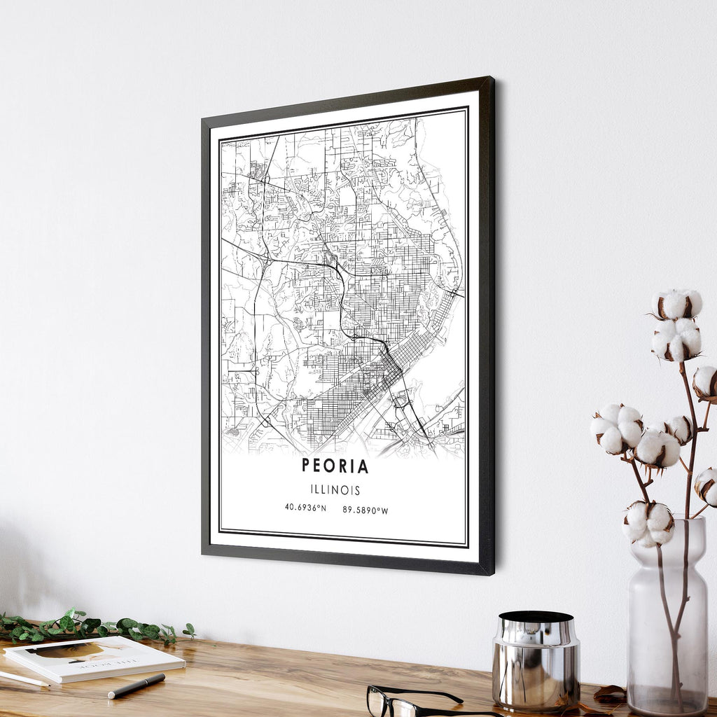 Peoria, Illinois Modern Map Print 