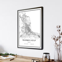 Palermo Sicily, Italy Modern Style Map Print 