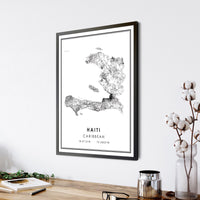 
              Haiti, Caribbean Modern Style Map Print 
            