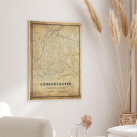 
              Conshohocken, Pennsylvania Vintage Style Map Print 
            