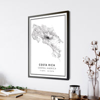Costa Rica, Central America Modern Style Map Print 
