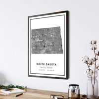 
              North Dakota, United States Modern Style Map Print 
            