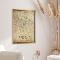 
              Binghamton, New York Vintage Style Map Print 
            