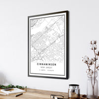 Cinnaminson, New Jersey Modern Map Print 