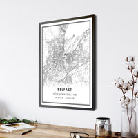 
              Belfast, Northern Ireland Modern Style Map Print 
            