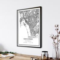 San Diego, California Modern Map Print 