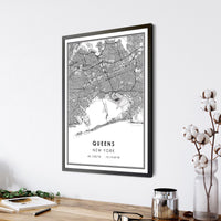 
              Queens, New York Modern Map Print 
            