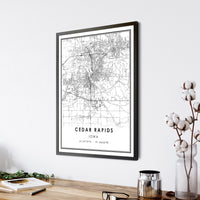 Cedar Rapids, Iowa Modern Map Print 