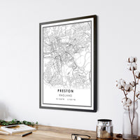 
              Preston, England Modern Style Map Print
            