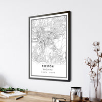 Preston, England Modern Style Map Print