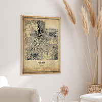 Utah, USA Vintage Style Map Print 