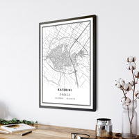 Katerini, Greece Modern Style Map Print 
