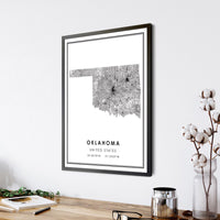 
              Oklahoma, United States Modern Style Map Print
            