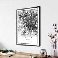 
              Hyderabad, Telangana Modern Style Map Print 
            