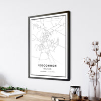 Roscommon, Ireland Modern Style Map Print 