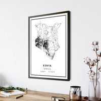 
              Kenya, Africa Modern Style Map Print 
            