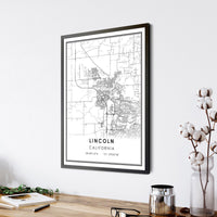 Lincoln, California Modern Map Print 