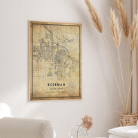 
              Bozeman, Montana Vintage Style Map Print 
            