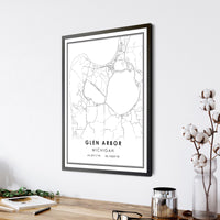 
              Glen Arbor, Michigan Modern Map Print 
            