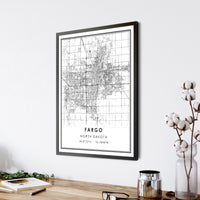 
              Fargo, North Dakota Modern Map Print 
            