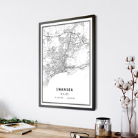 
              Swansea, Wales Modern Style Map Print
            