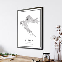 Croatia, Europe Modern Style Map Print 