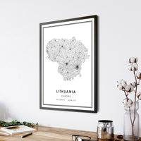 
              Lithuania, Europe Modern Style Map Print
            