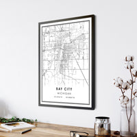 Bay City, Michigan Modern Map Print 