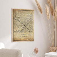 
              Tustin, California Vintage Style Map Print 
            