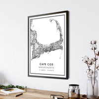 
              Cape Cod, Massachusetts Modern Map Print 
            