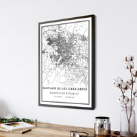 
              Santiago De Los Caballeros, Dominican Republic Modern Style Map Print 
            