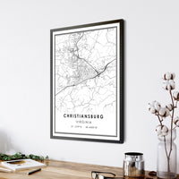 
              Christiansburg, Virginia Modern Map Print 
            