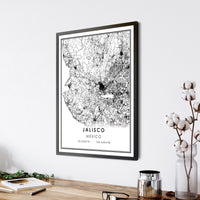 
              Jalisco, Mexico Modern Style Map Print
            