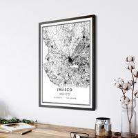 Jalisco, Mexico Modern Style Map Print