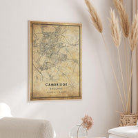 
              Cambridge, England Vintage Style Map Print 
            