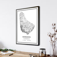 
              Barbados, Caribbean Modern Style Map Print 
            