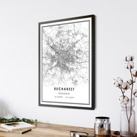 Bucharest, Romania Modern Style Map Print 