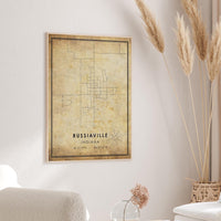 
              Russiaville, Indiana Vintage Style Map Print 
            