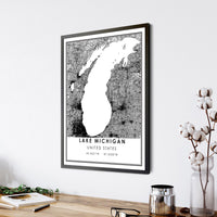 
              Lake Michigan, United States Modern Map Print
            