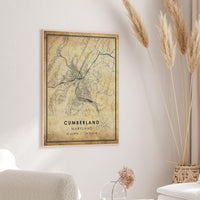 Cumberland, Maryland Vintage Style Map Print