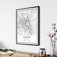 
              Salzburg, Austria Modern Style Map Print 
            