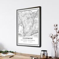 
              Clairemont, San Diego , California Modern Map Print 
            