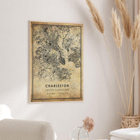 
              Charleston, South Carolina Vintage Style Map Print 
            