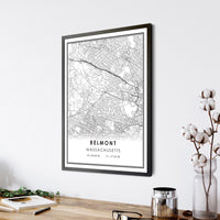 
              Belmont, Massachusetts Modern Map Print 
            