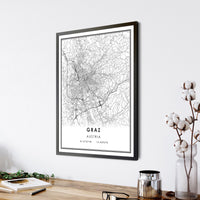 
              Graz, Austria Modern Style Map Print 
            