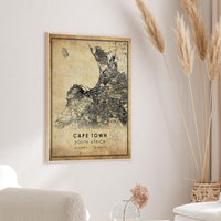 
              Cape Town, South Africa Vintage Style Map Print 
            