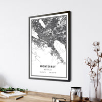 
              Monterrey, Mexico Modern Style Map Print
            